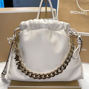 Michael Kors Lina tote/shoulder bag in large cream with gold hardware vegan